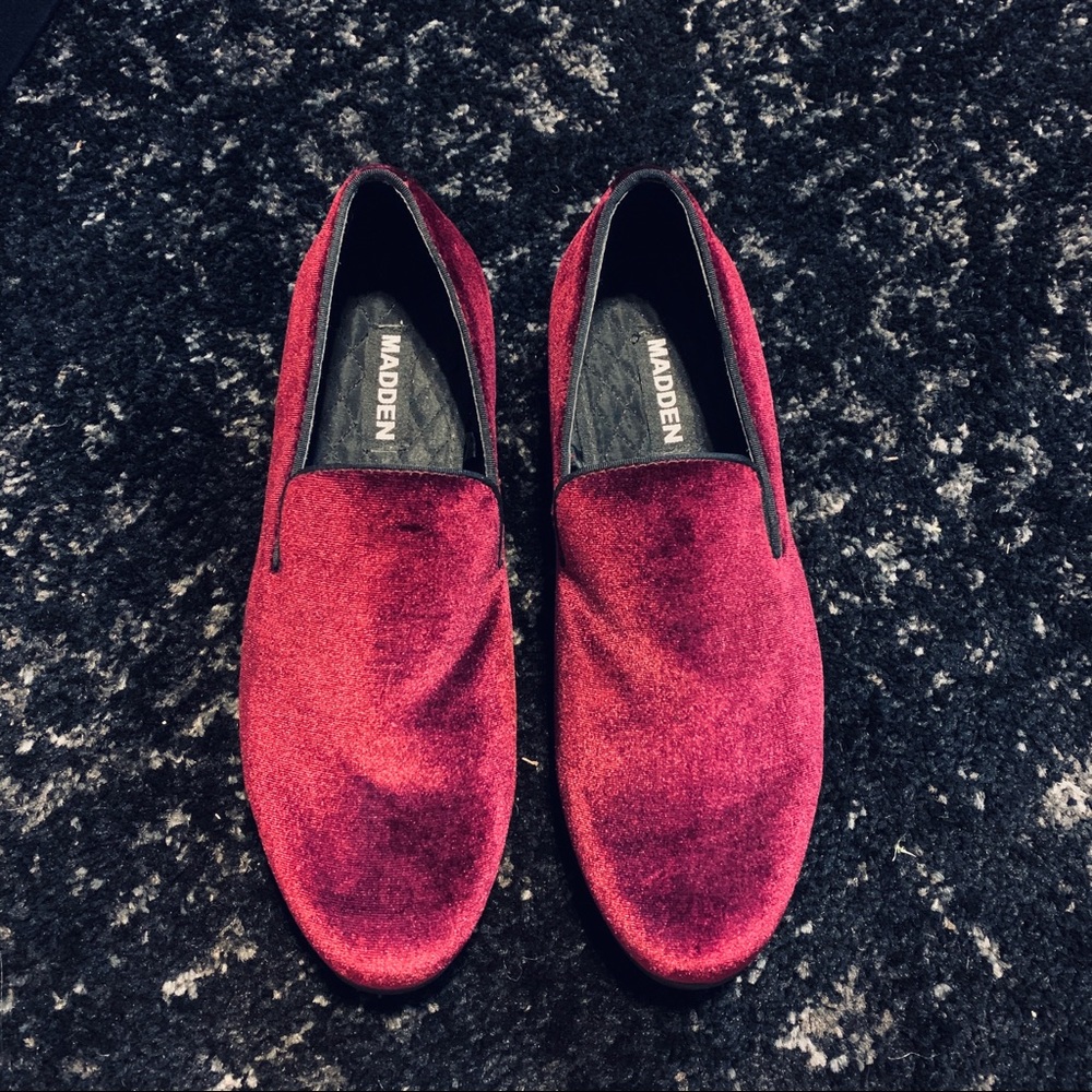 Steve Madden Red Velvet Slip Ons